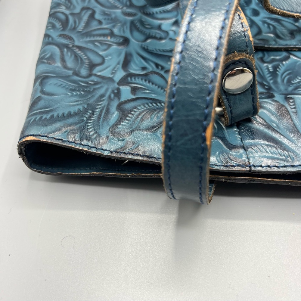 Patricia Nash Teal Tooled Leather Tote - Picture 11 of 12